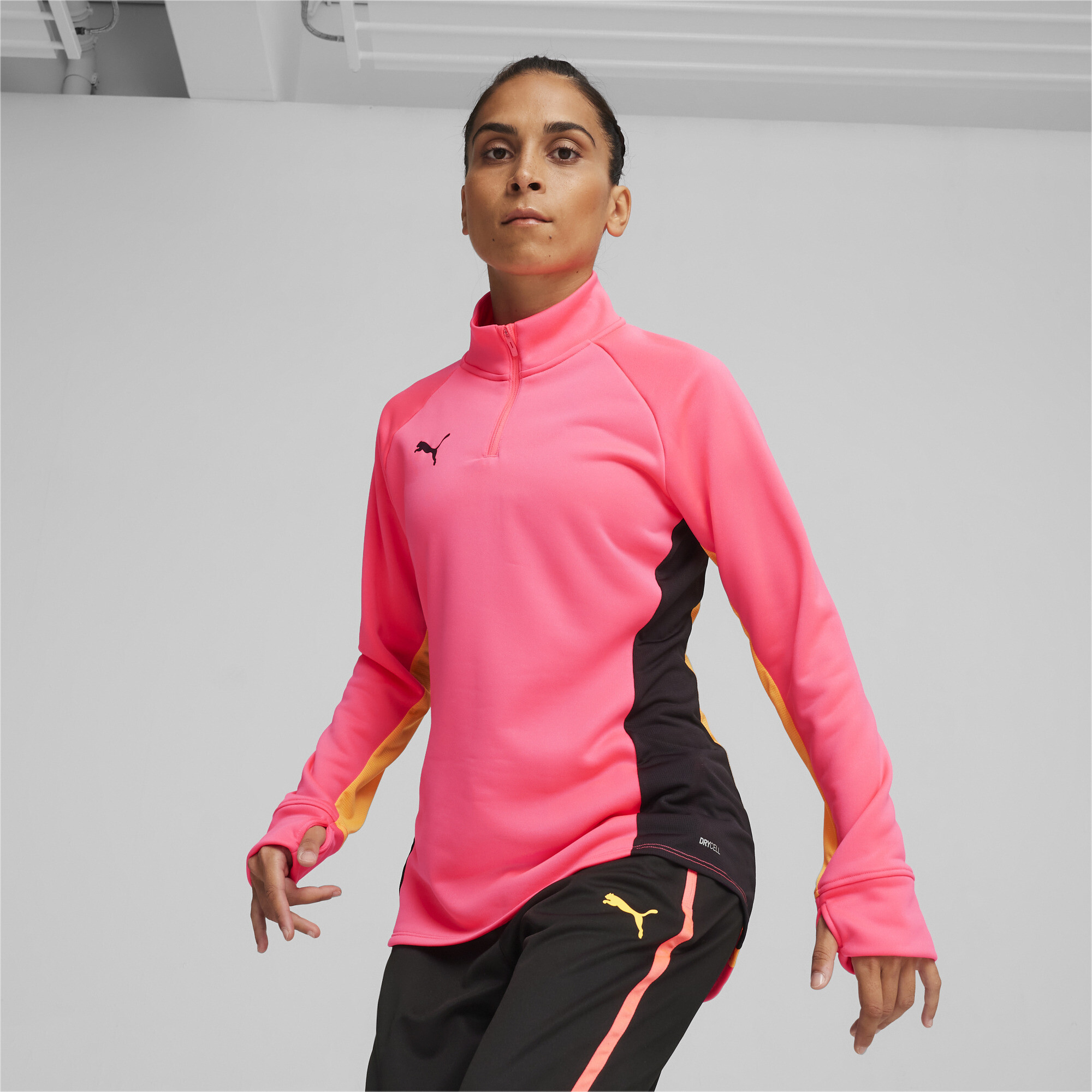 Women's Puma Individual BLAZE's Quarter-Zip Football Top, Pink, Size XL, Clothing