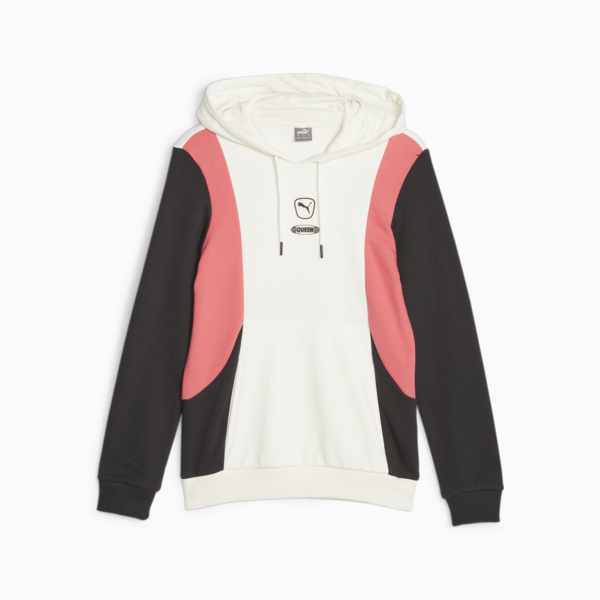 PUMA Queen Women's Football Hoodie, Electric Blush-Warm White-PUMA Black, large-ZAF
