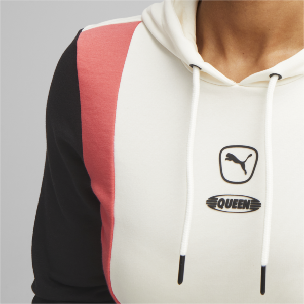 PUMA Queen Women's Football Hoodie, Electric Blush-Warm White-PUMA Black, large-ZAF