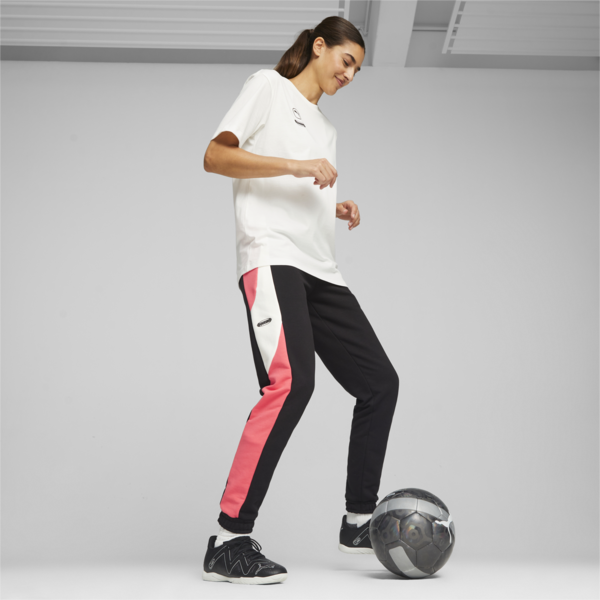 PUMA Queen Women's Football Tee, Electric Blush-Warm White-PUMA Black, large-ZAF