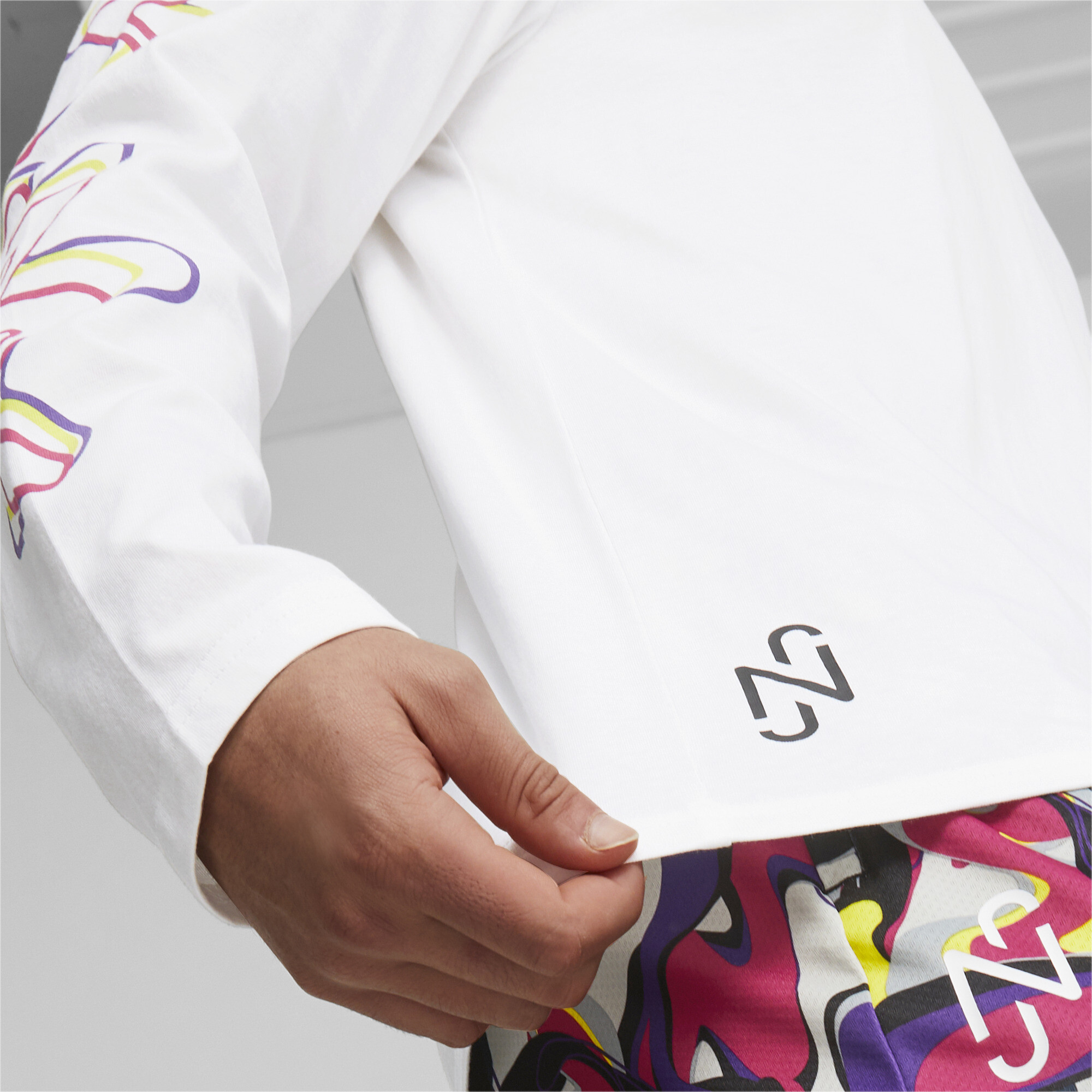 Men's Puma Neymar Jr Creativity Long Sleeve T-Shirt, White, Size XS, Clothing