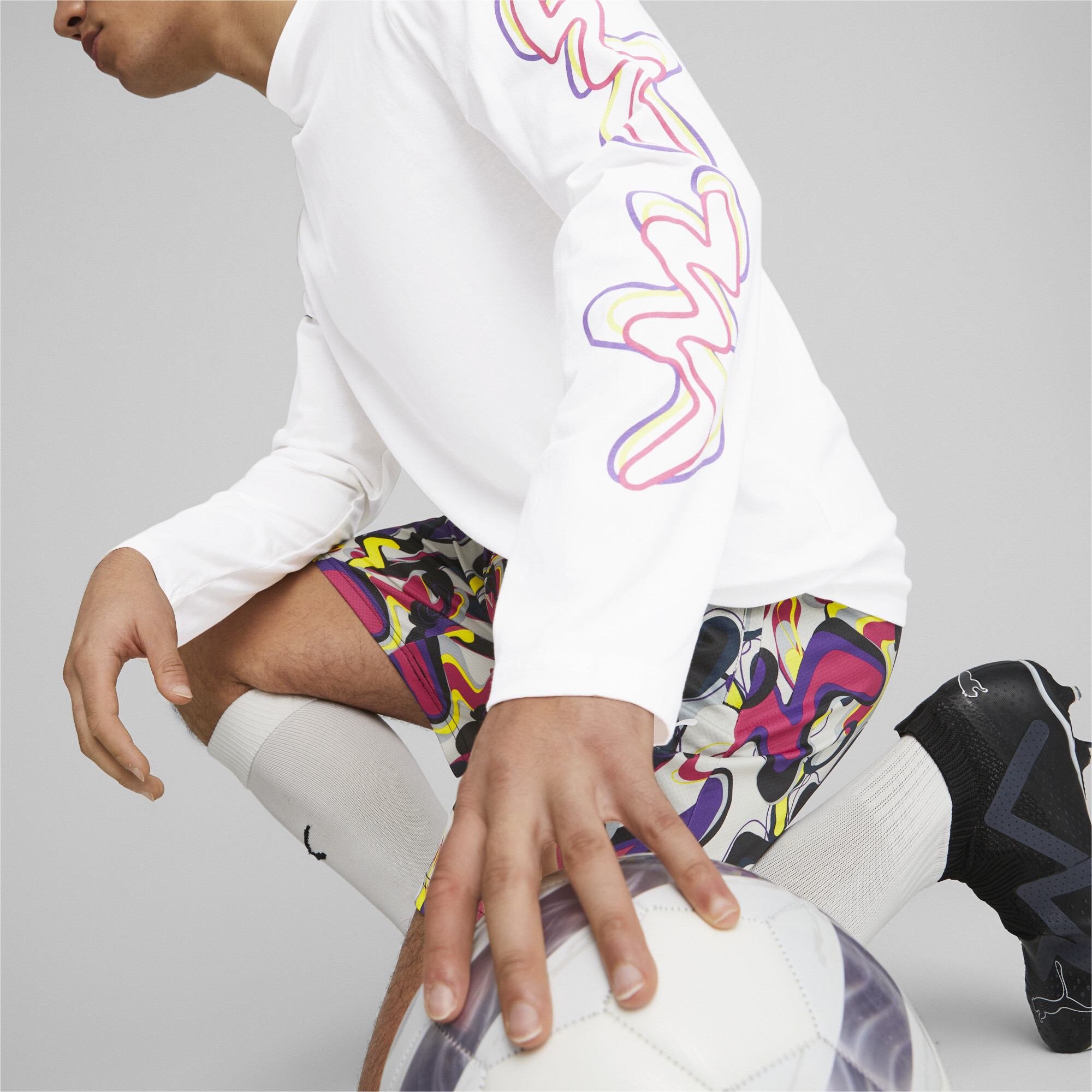 Men's Puma Neymar Jr Creativity Long Sleeve T-Shirt, White, Size 3XL, Clothing