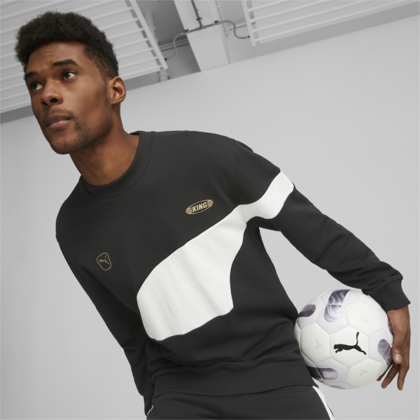 KING Top Football Crewneck Sweatshirt Men, PUMA Black-PUMA White, large-ZAF