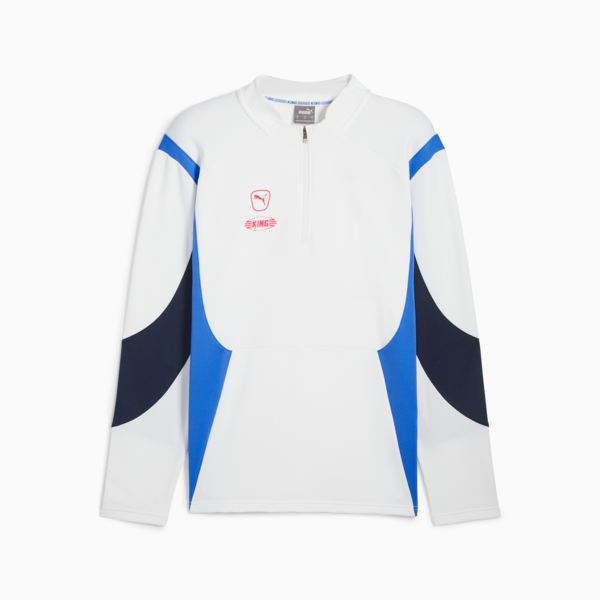 Playera con cierre de un cuarto de fútbol KING Pro para hombre, PUMA White-Bluemazing, large-MEX