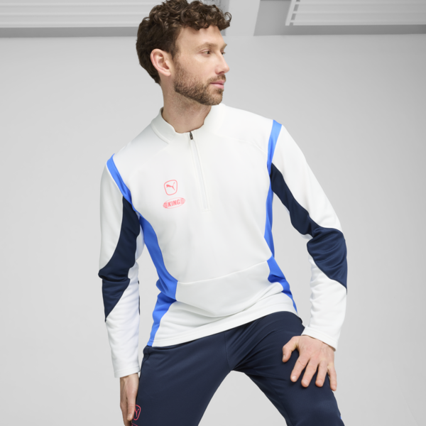 Playera con cierre de un cuarto de fútbol KING Pro para hombre, PUMA White-Bluemazing, large-MEX
