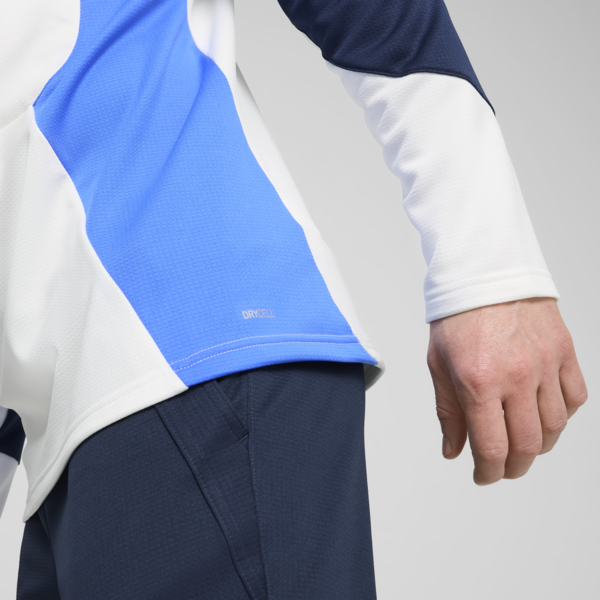 Playera con cierre de un cuarto de fútbol KING Pro para hombre, PUMA White-Bluemazing, large-MEX