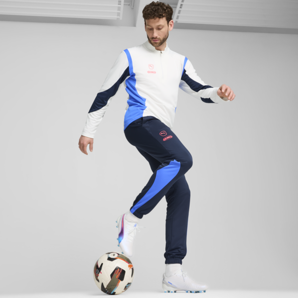 Playera con cierre de un cuarto de fútbol KING Pro para hombre, PUMA White-Bluemazing, large-MEX