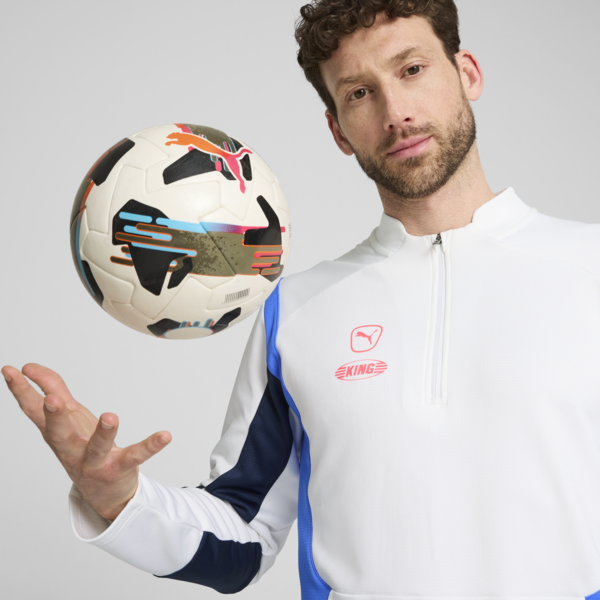 Playera con cierre de un cuarto de fútbol KING Pro para hombre, PUMA White-Bluemazing, large-MEX