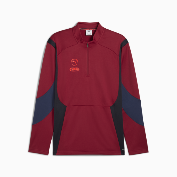 Playera con cierre de un cuarto de fútbol KING Pro para hombre, New Navy-Dark Crimson, large-MEX