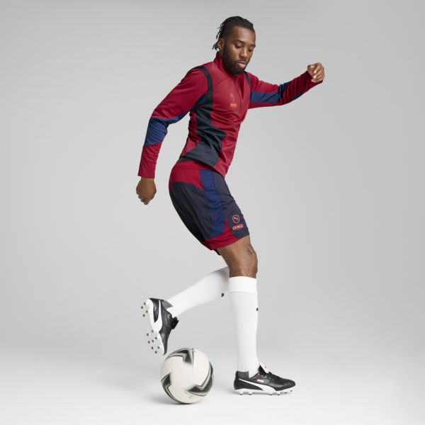 Playera con cierre de un cuarto de fútbol KING Pro para hombre, New Navy-Dark Crimson, large-MEX