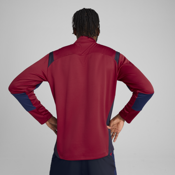 Playera con cierre de un cuarto de fútbol KING Pro para hombre, New Navy-Dark Crimson, large-MEX