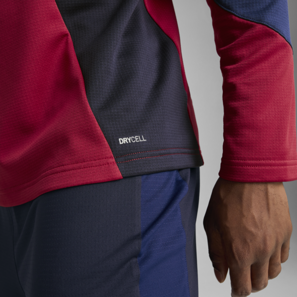 Playera con cierre de un cuarto de fútbol KING Pro para hombre, New Navy-Dark Crimson, large-MEX