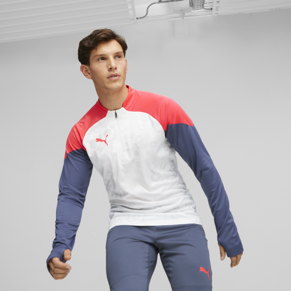individualCUP Football Quarter-zip Top, PUMA White-Fire Orchid, large-ZAF