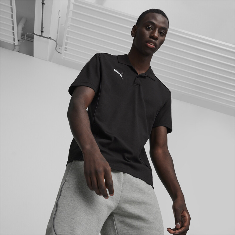 Men's PUMA teamFINAL Casuals Football Polo in Black/Silver size L