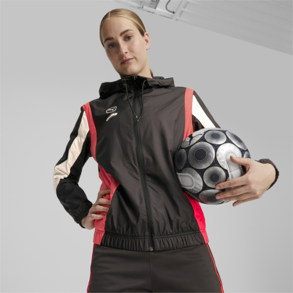 PUMA Queen Women's Football Jacket, PUMA Black-Fire Orchid-Warm White, large-ZAF