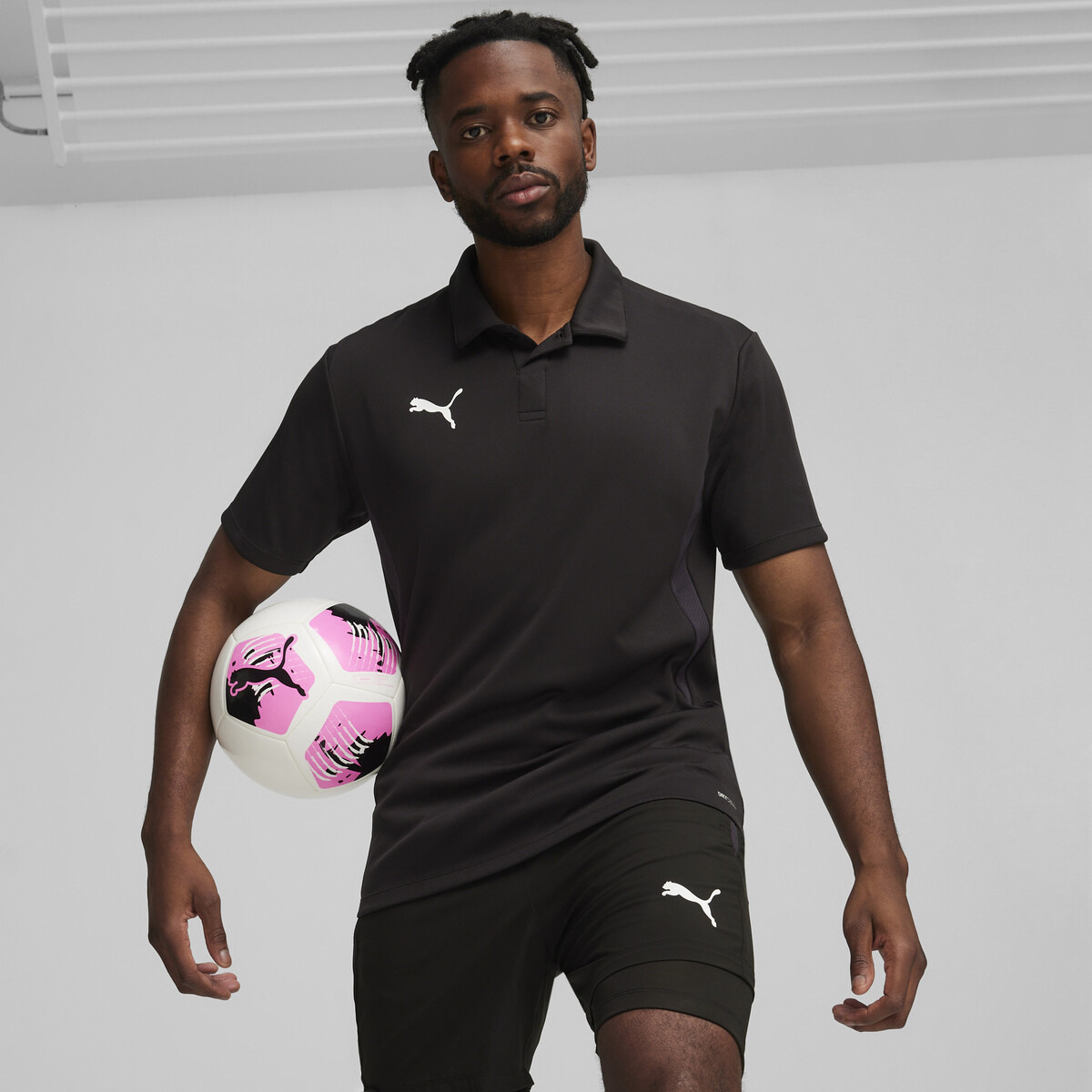 teamGOAL Men's Football Polo in Black/White Flat Dark Gray by PUMA, Small