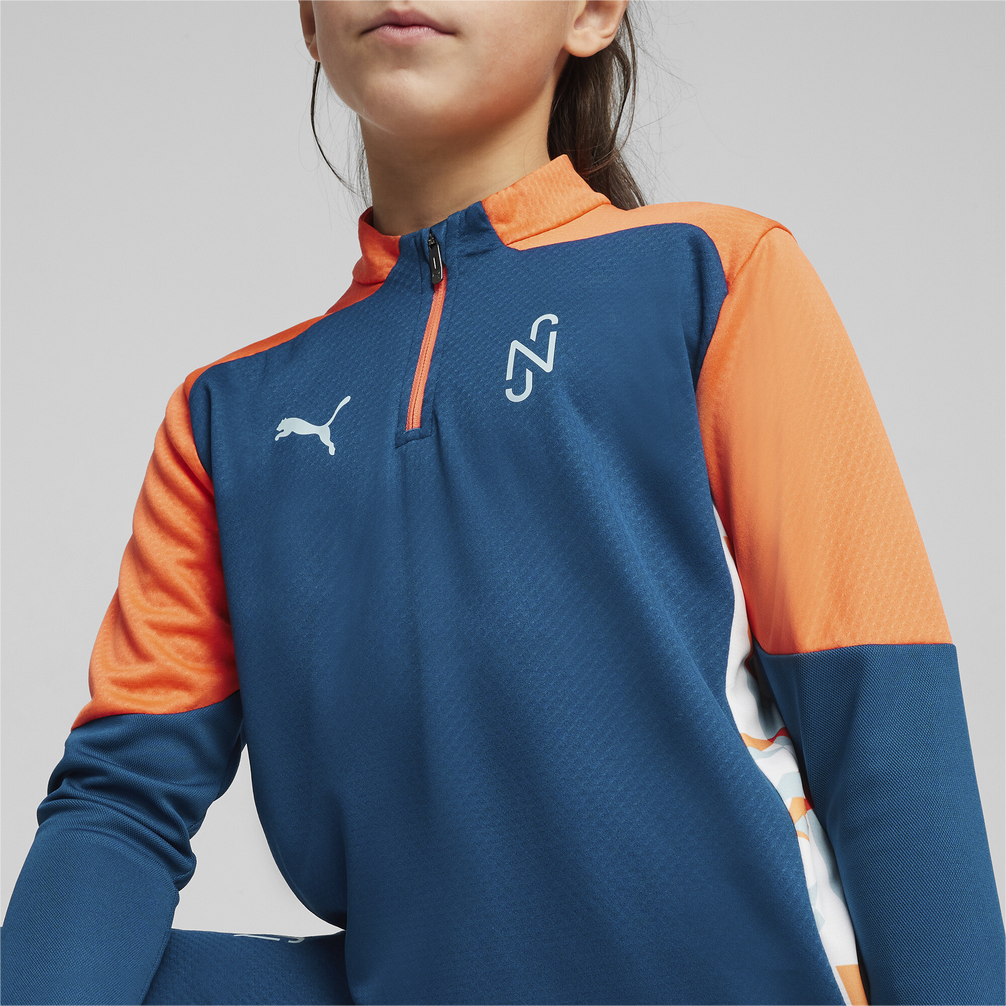 Puma X NEYMAR JR Creativity Youth Quarter-Zip Football Top, Blue, Size 7-8Y, Clothing