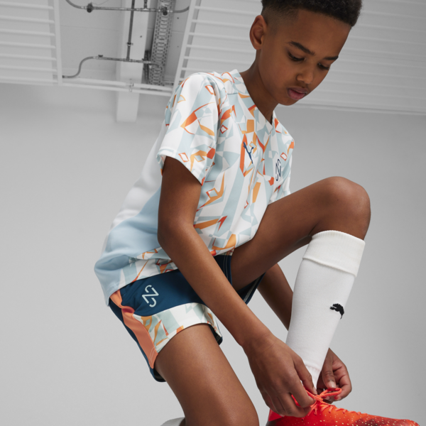 PUMA x NEYMAR JR Creativity Youth Football Shorts, Ocean Tropic-Hot Heat, large-ZAF