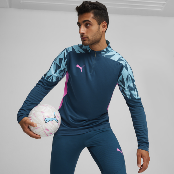 Camiseta de fútbol con cierre de 1/4 para hombre individualFINAL, Ocean Tropic-Bright Aqua, large-ARG