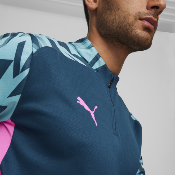 Camiseta de fútbol con cierre de 1/4 para hombre individualFINAL, Ocean Tropic-Bright Aqua, large-ARG