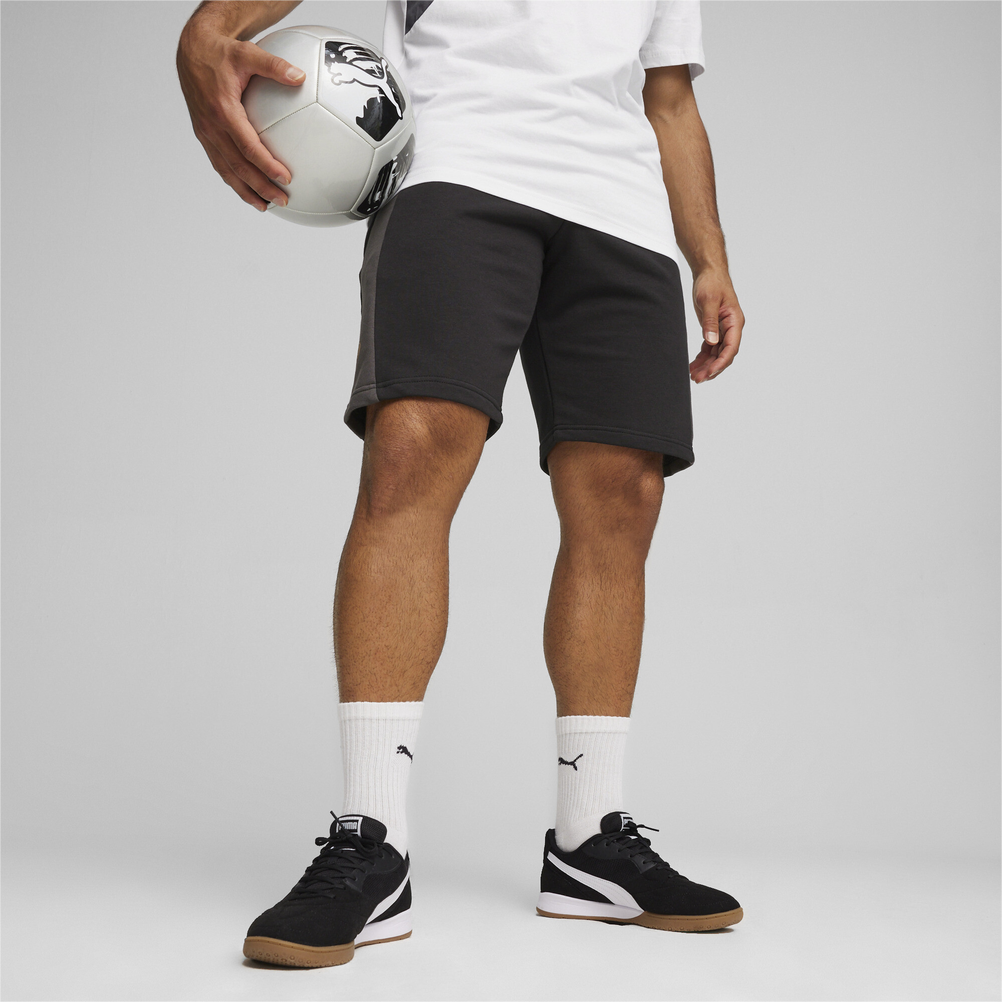 Puma KING Top Fußball-Sweatshorts Herren | Mit Logo Print | Black/Shadow Gray | Größe: L