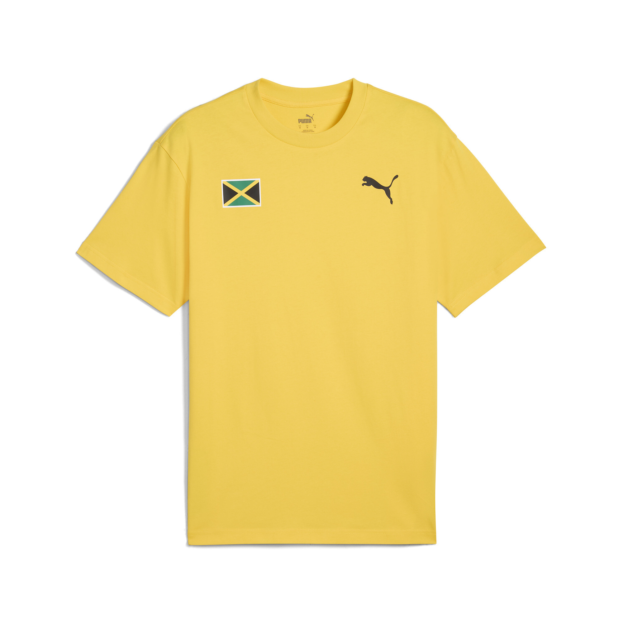 Men's Puma Jamaica Village Wear Cotton T-Shirt, Yellow, Size L, Clothing