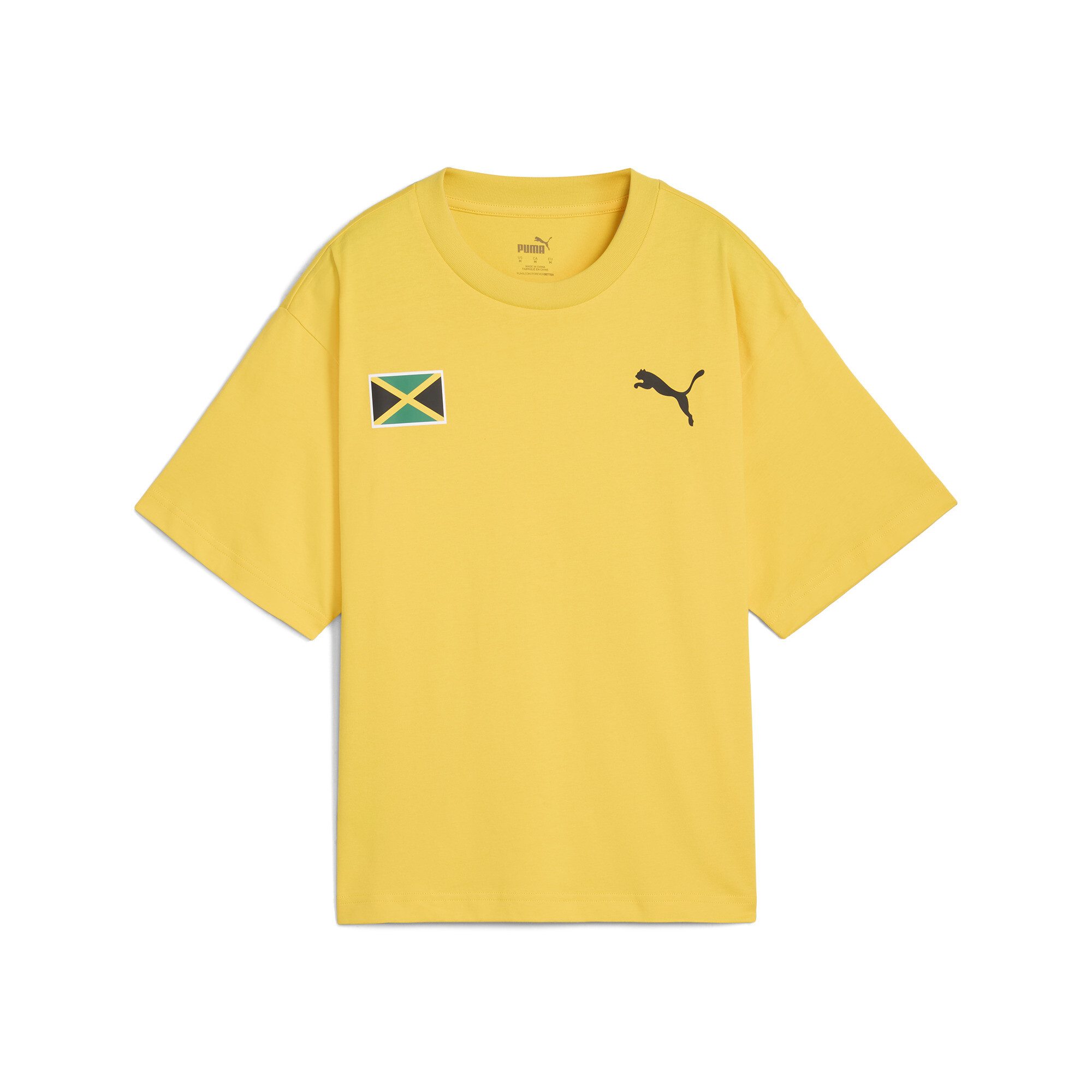 Women's Puma Jamaica Village Wear Cotton T-Shirt, Yellow, Size S, Clothing