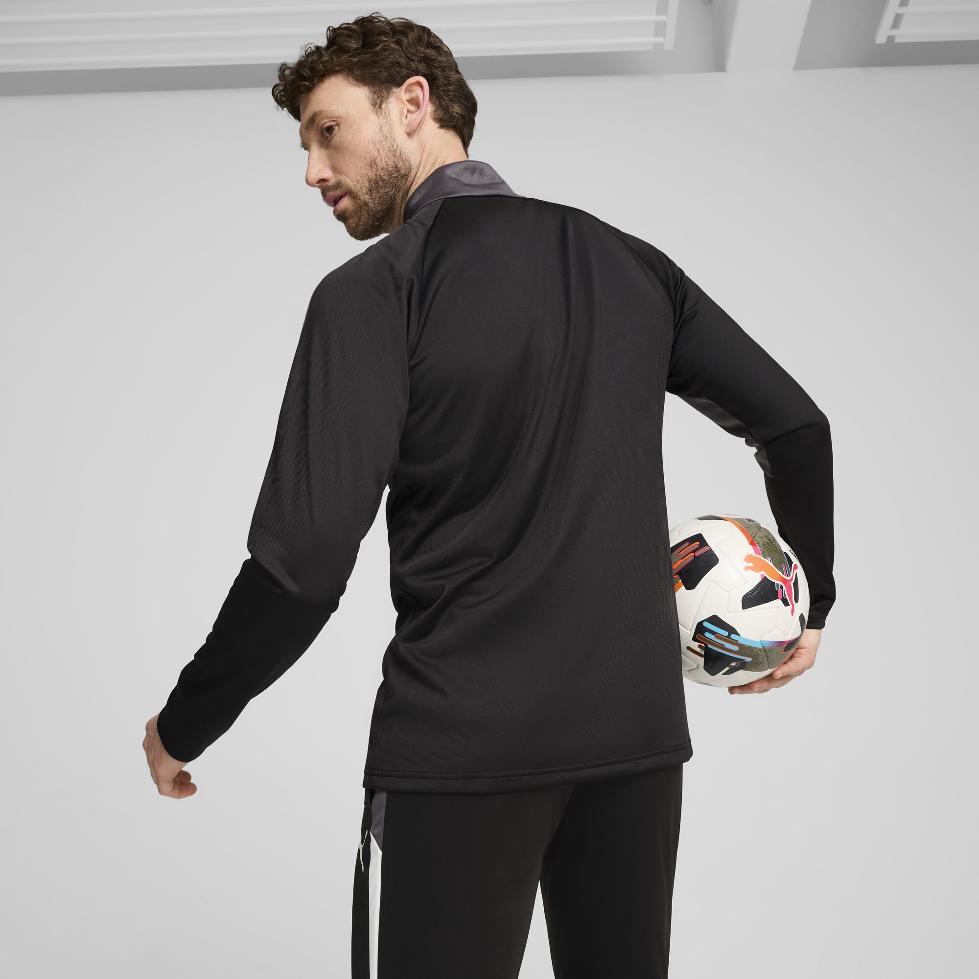 PUMA individualLIGA top met kwartrits voor Heren, Zwart/Grijs/Wit, Maat M thumbnail 5