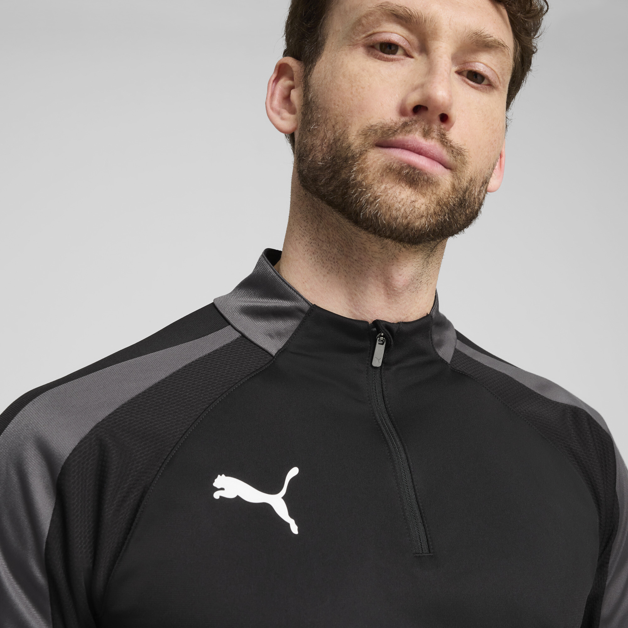 PUMA individualLIGA top met kwartrits voor Heren, Wit/Zwart/Grijs