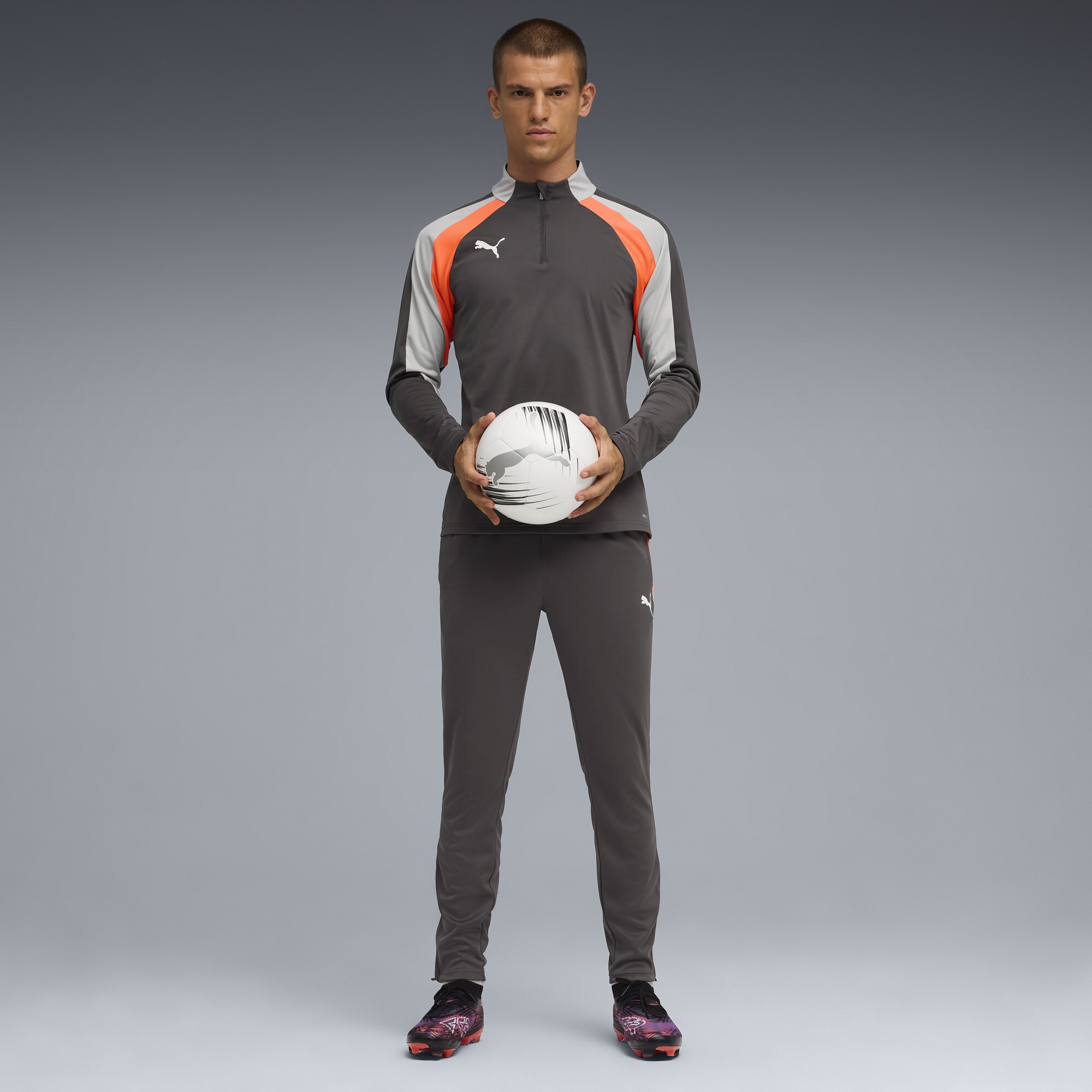 PUMA individualLIGA top met kwartrits voor Heren, Grijs/Rood/Wit, Maat 3XL thumbnail 4