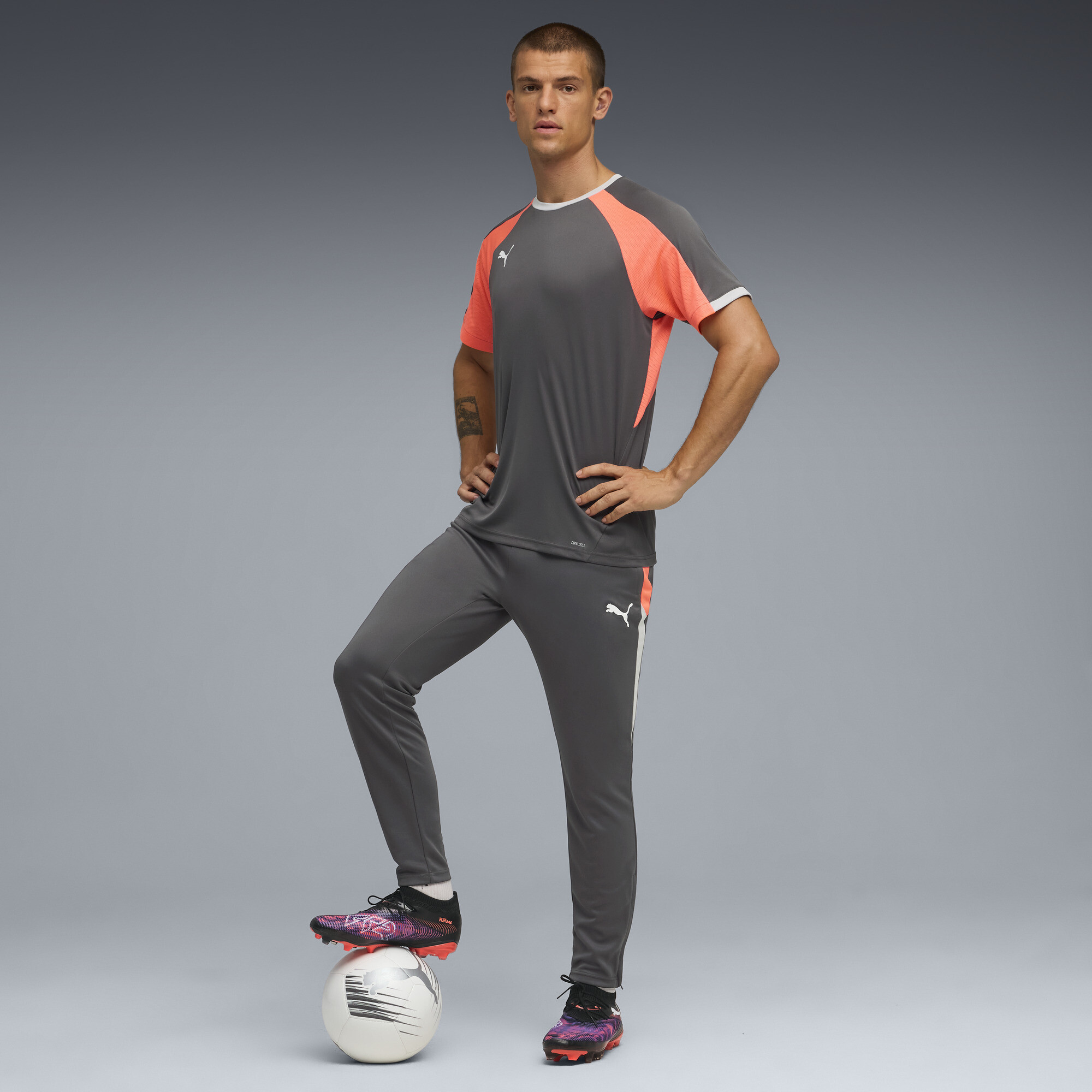 PUMA individualLIGA trainingsbroek voor Heren, Grijs/Rood/Wit, Maat XL thumbnail 4