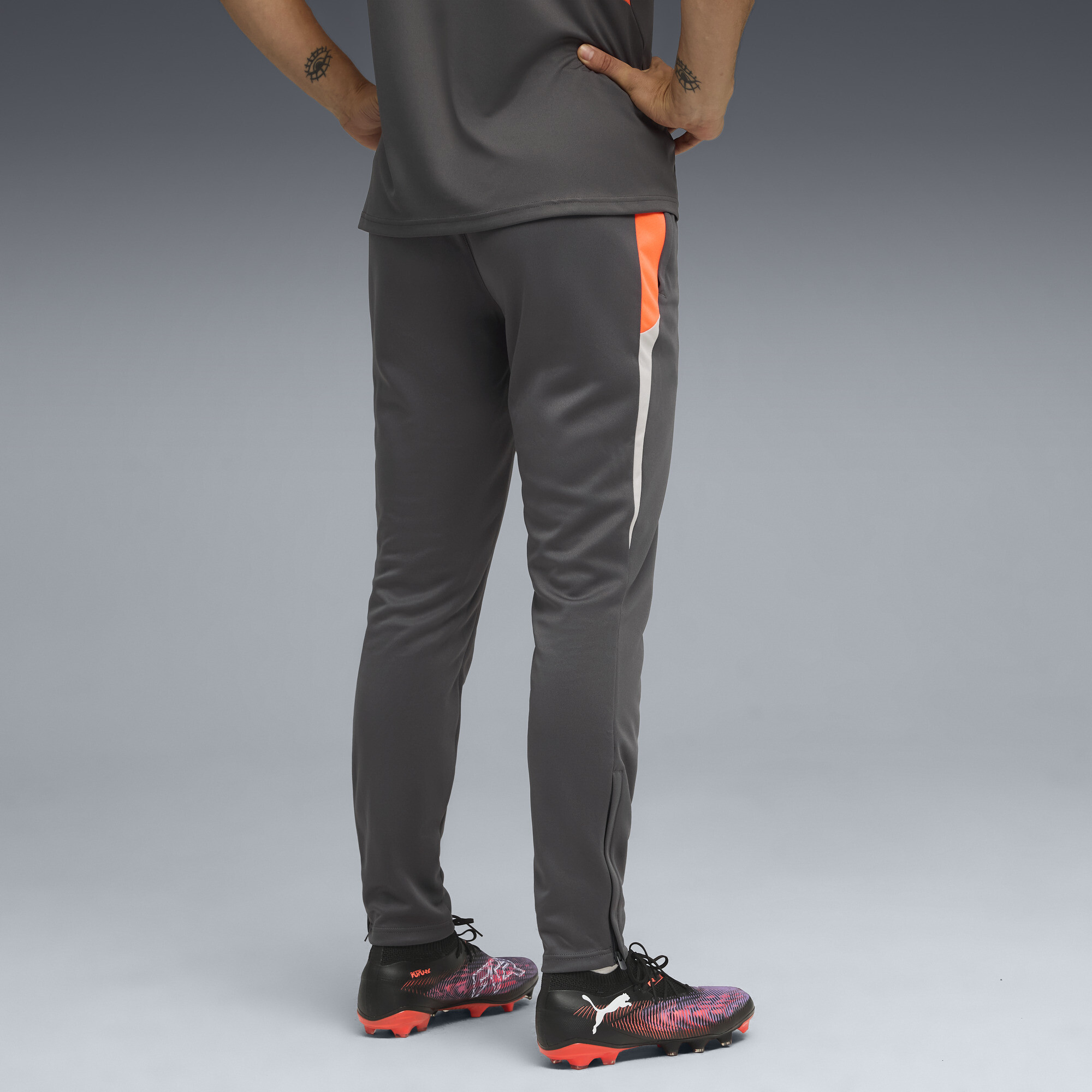 PUMA individualLIGA trainingsbroek voor Heren, Grijs/Rood/Wit, Maat XL thumbnail 3