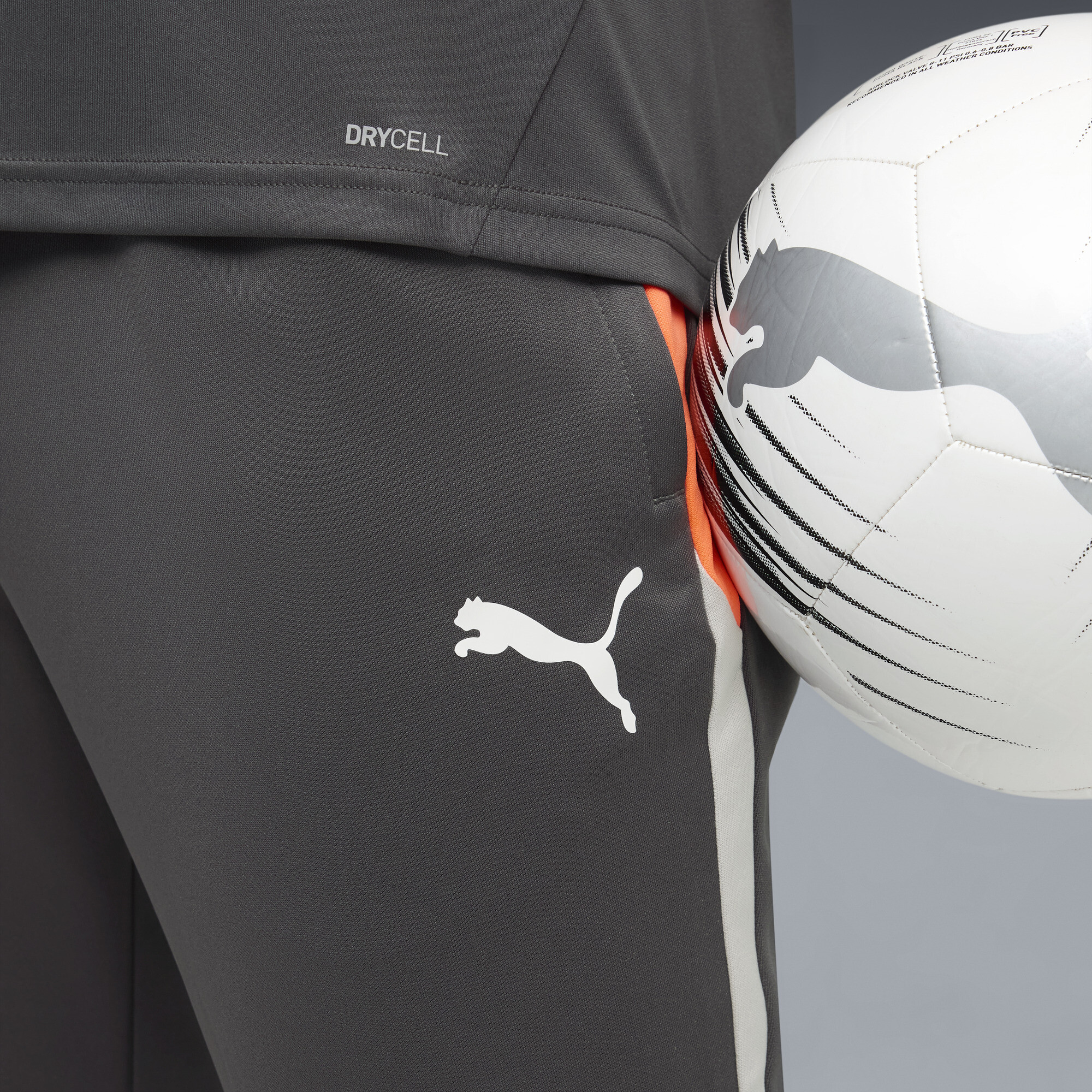 PUMA individualLIGA trainingsbroek voor Heren, Grijs/Rood/Wit, Maat XL thumbnail 2