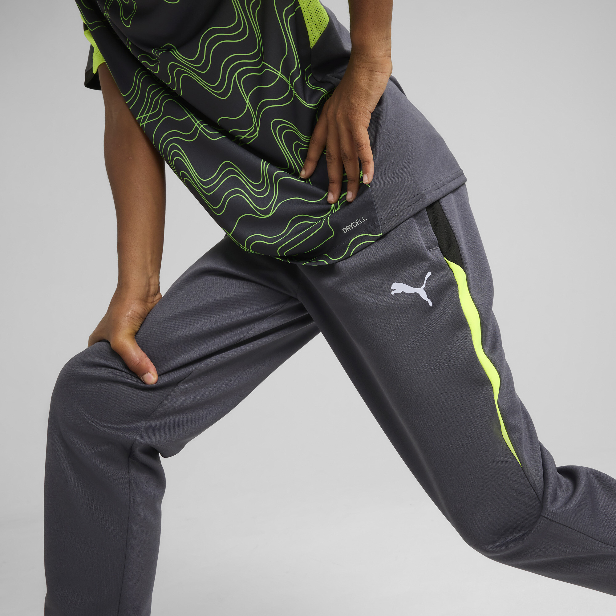 PUMA individualLIGA trainingsbroek, Grijs/Geel, Maat 13-14Y thumbnail 6