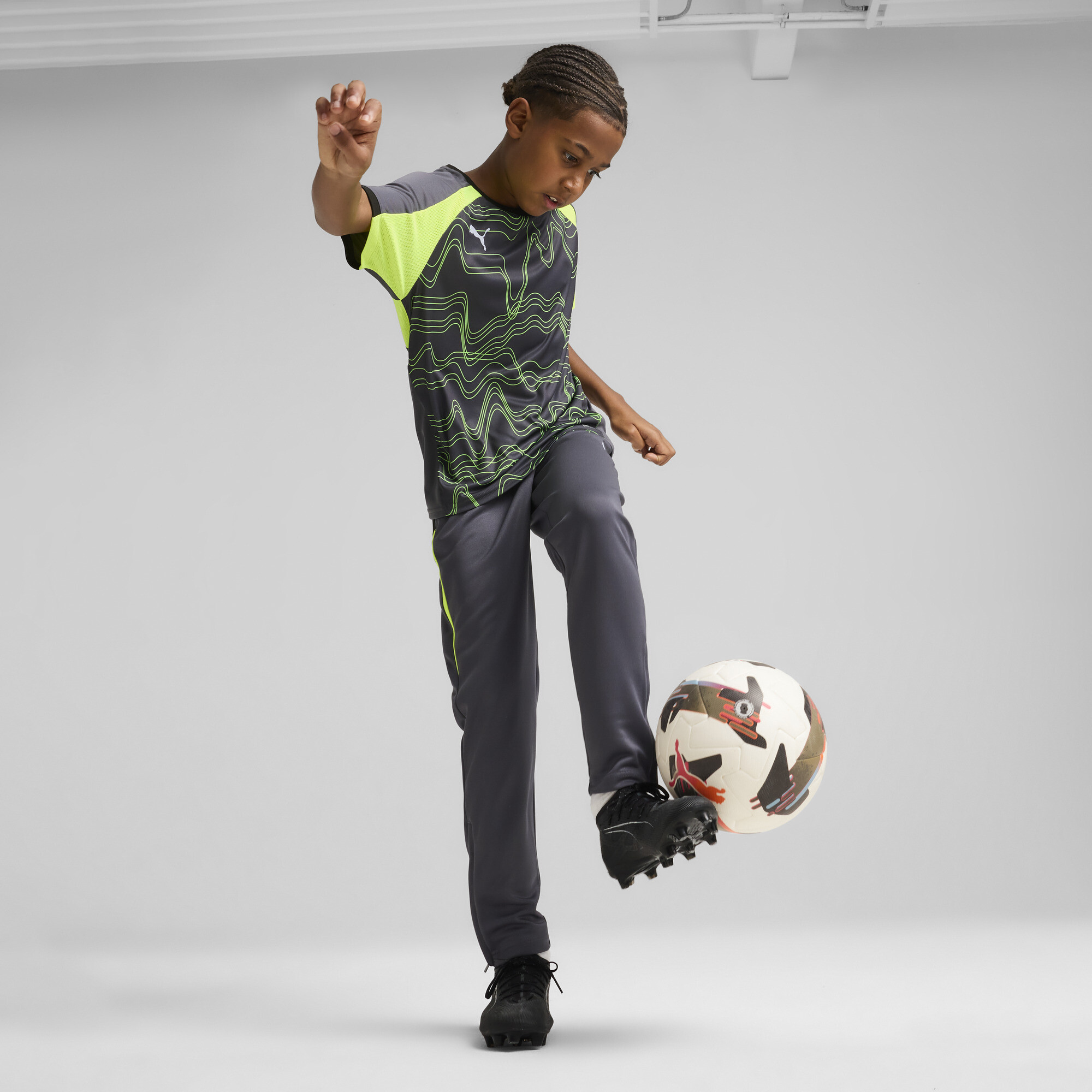 PUMA individualLIGA trainingsbroek, Grijs/Geel, Maat 13-14Y thumbnail 5