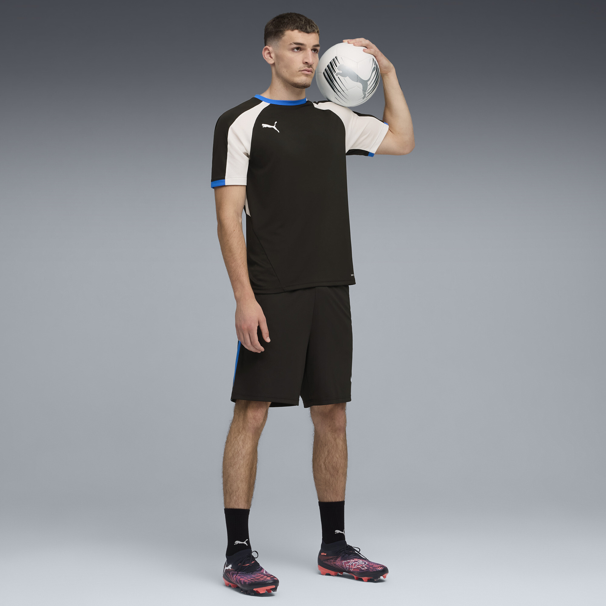 PUMA individualLIGA trainingsshort voor Heren, Blauw/Zwart/Wit, Maat L thumbnail 4