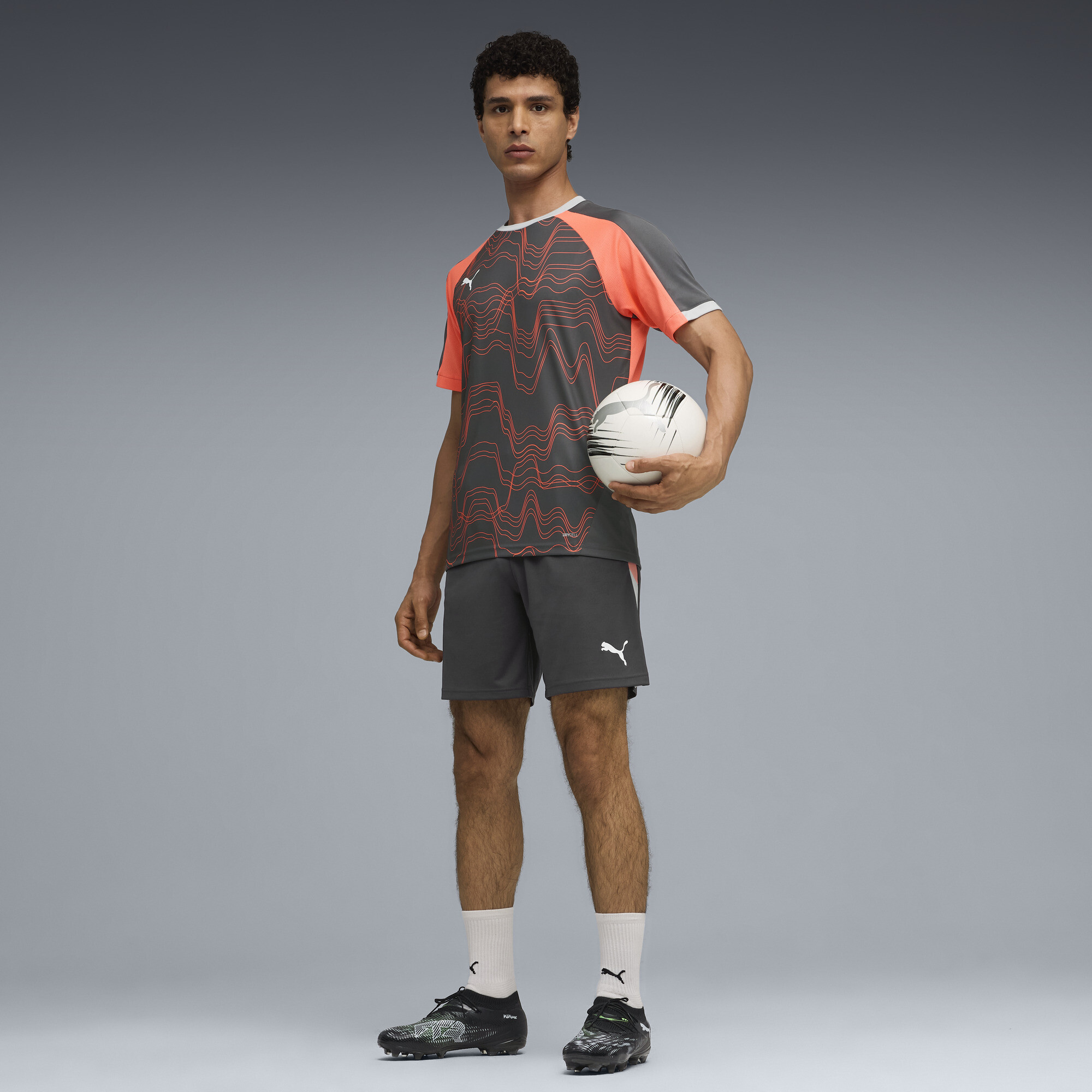 PUMA individualLIGA trainingsshort voor Heren, Grijs/Rood/Wit, Maat XS thumbnail 4