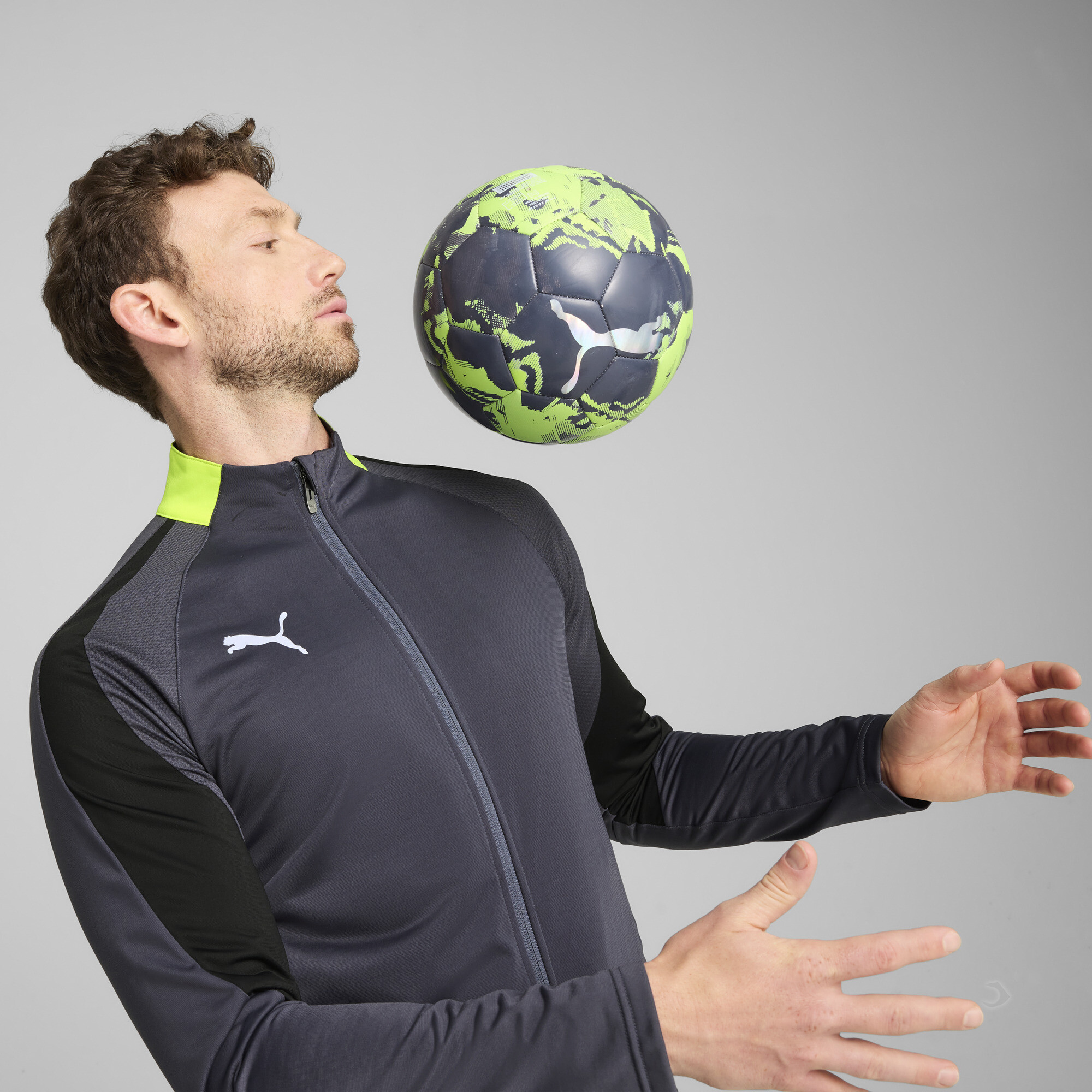 PUMA individualLIGA trainingspak voor Heren, Grijs/Geel, Maat XXL thumbnail 7