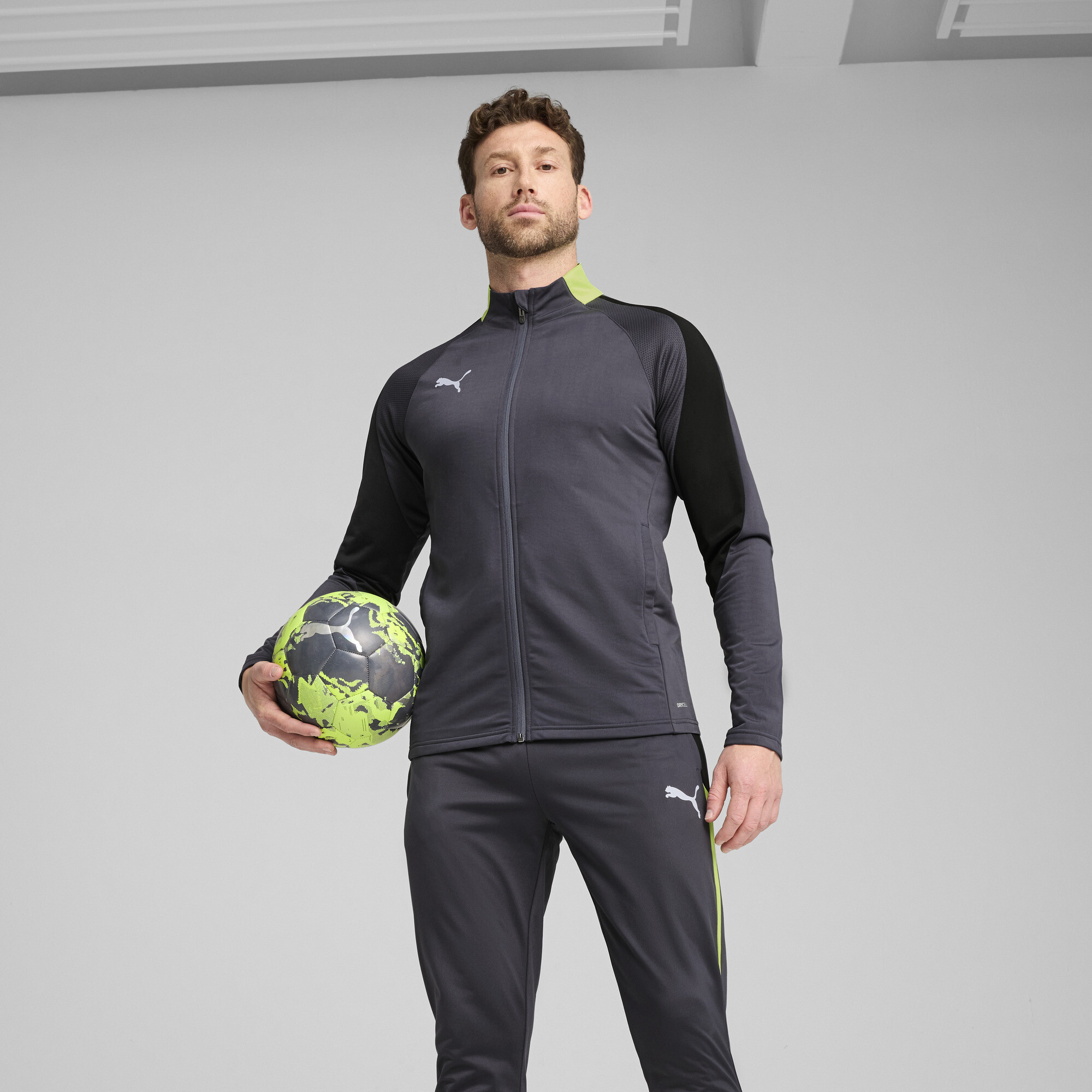 PUMA individualLIGA trainingspak voor Heren, Grijs/Geel, Maat XXL thumbnail 6