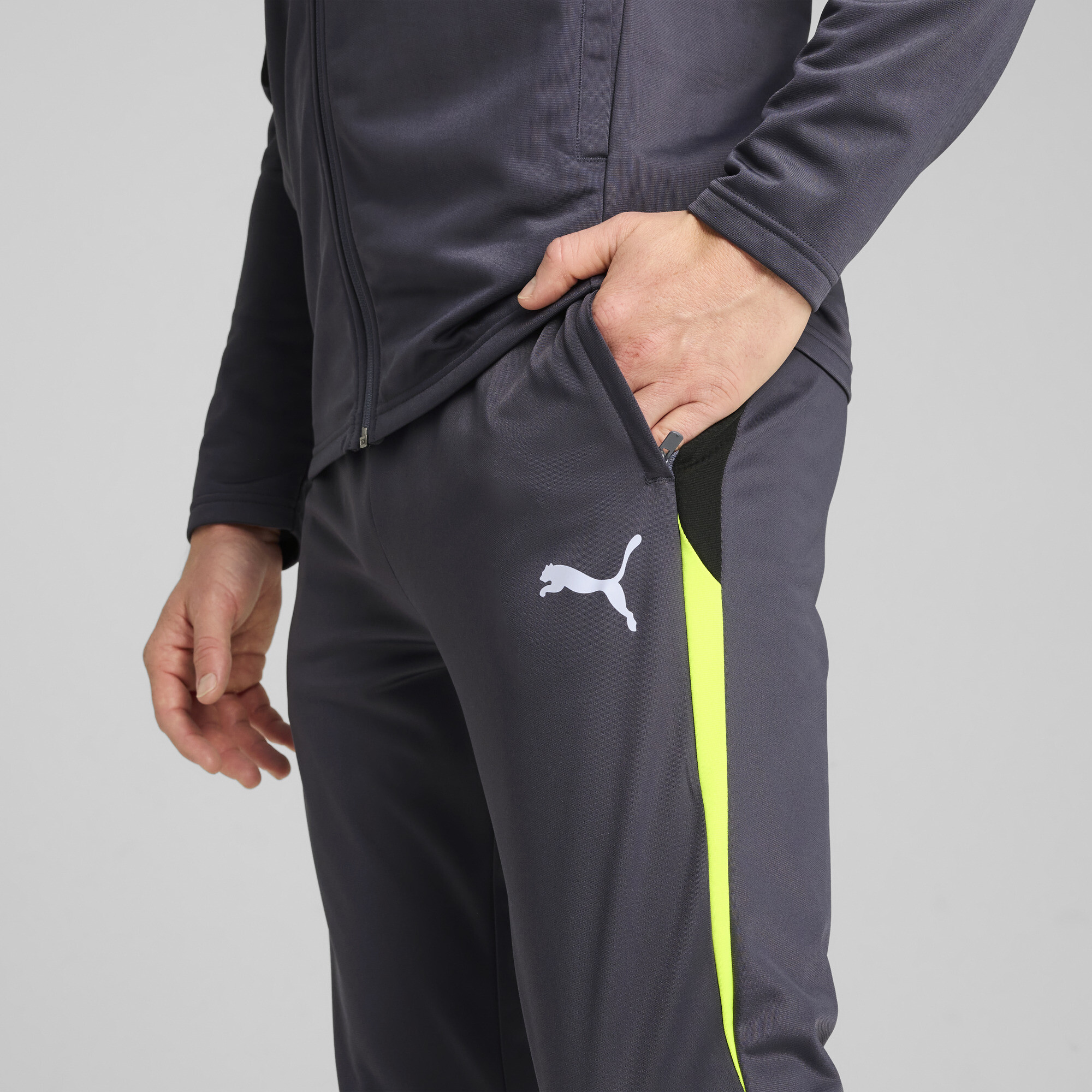 PUMA individualLIGA trainingspak voor Heren, Grijs/Geel, Maat XXL thumbnail 4