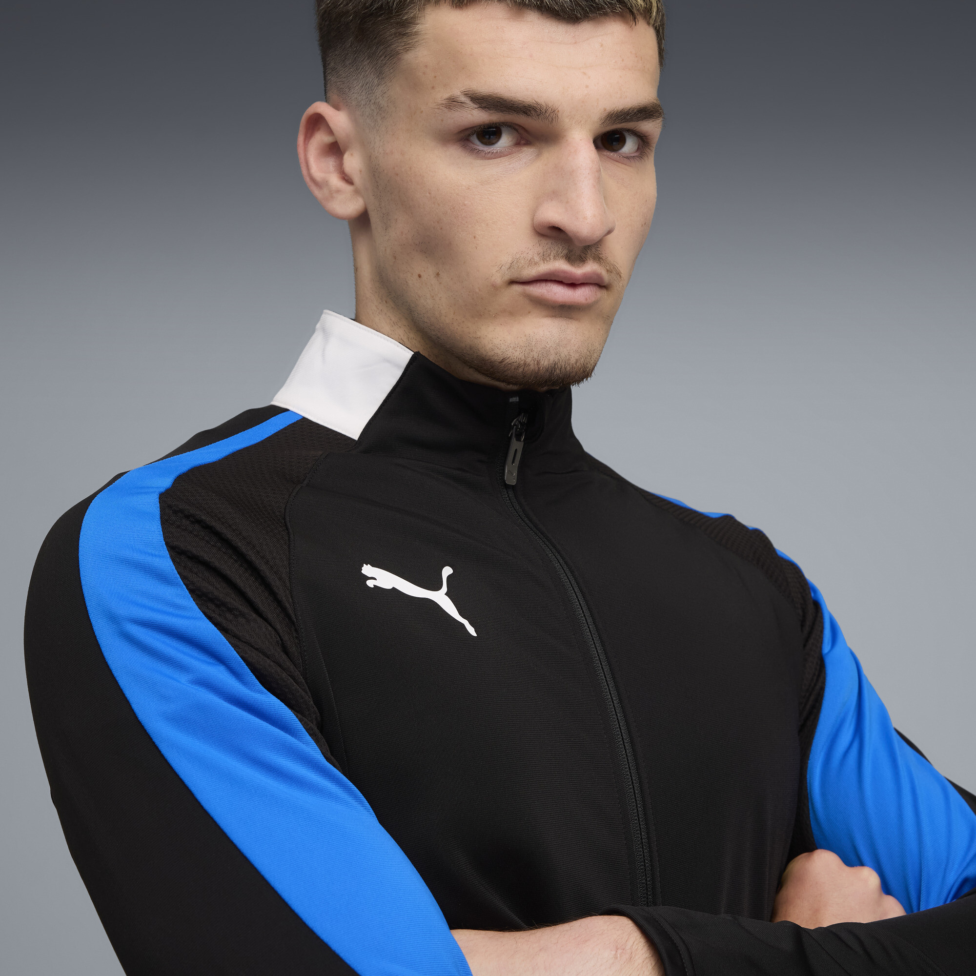 PUMA individualLIGA trainingspak voor Heren, Blauw/Zwart/Wit, Maat L thumbnail 7