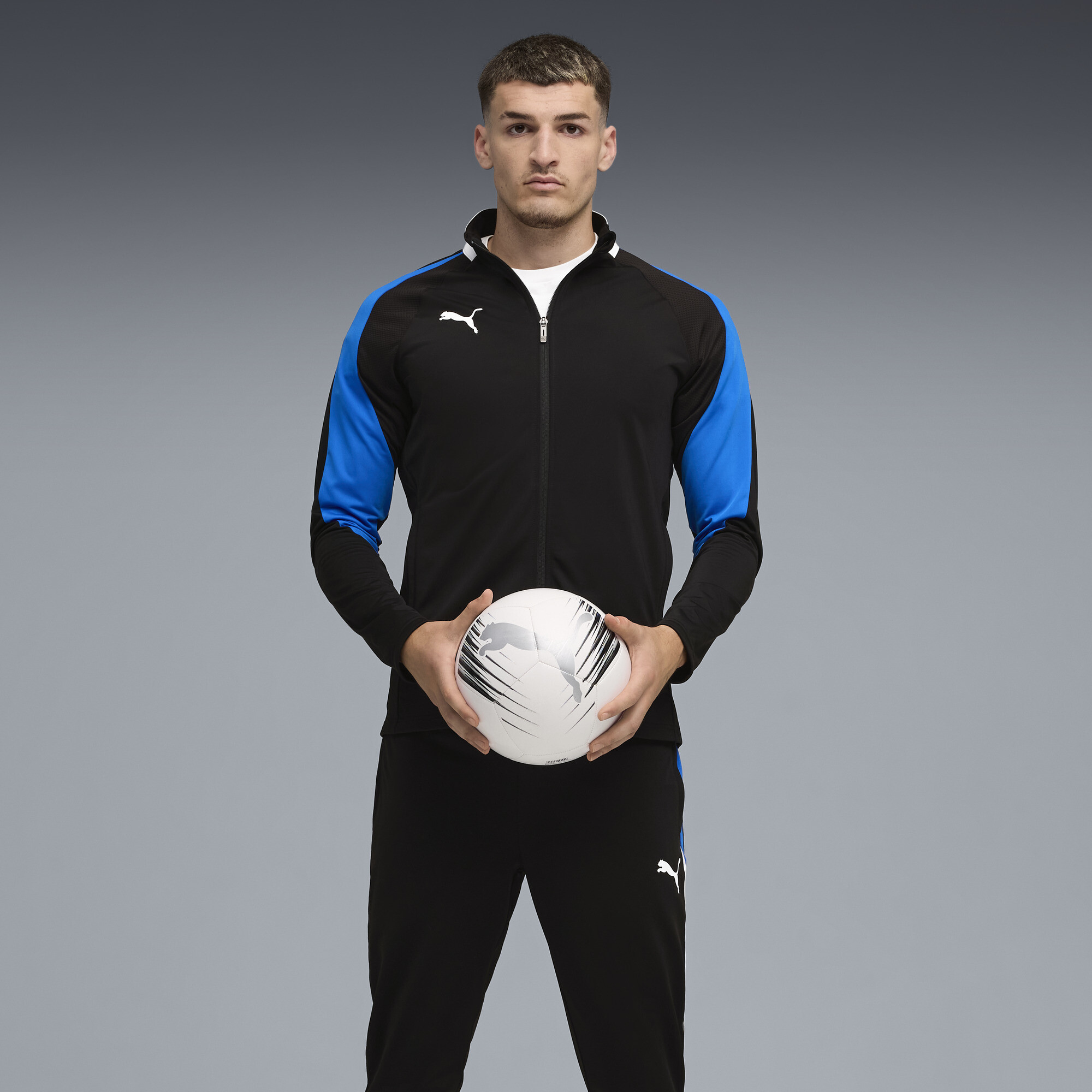 PUMA individualLIGA trainingspak voor Heren, Blauw/Zwart/Wit, Maat L thumbnail 6