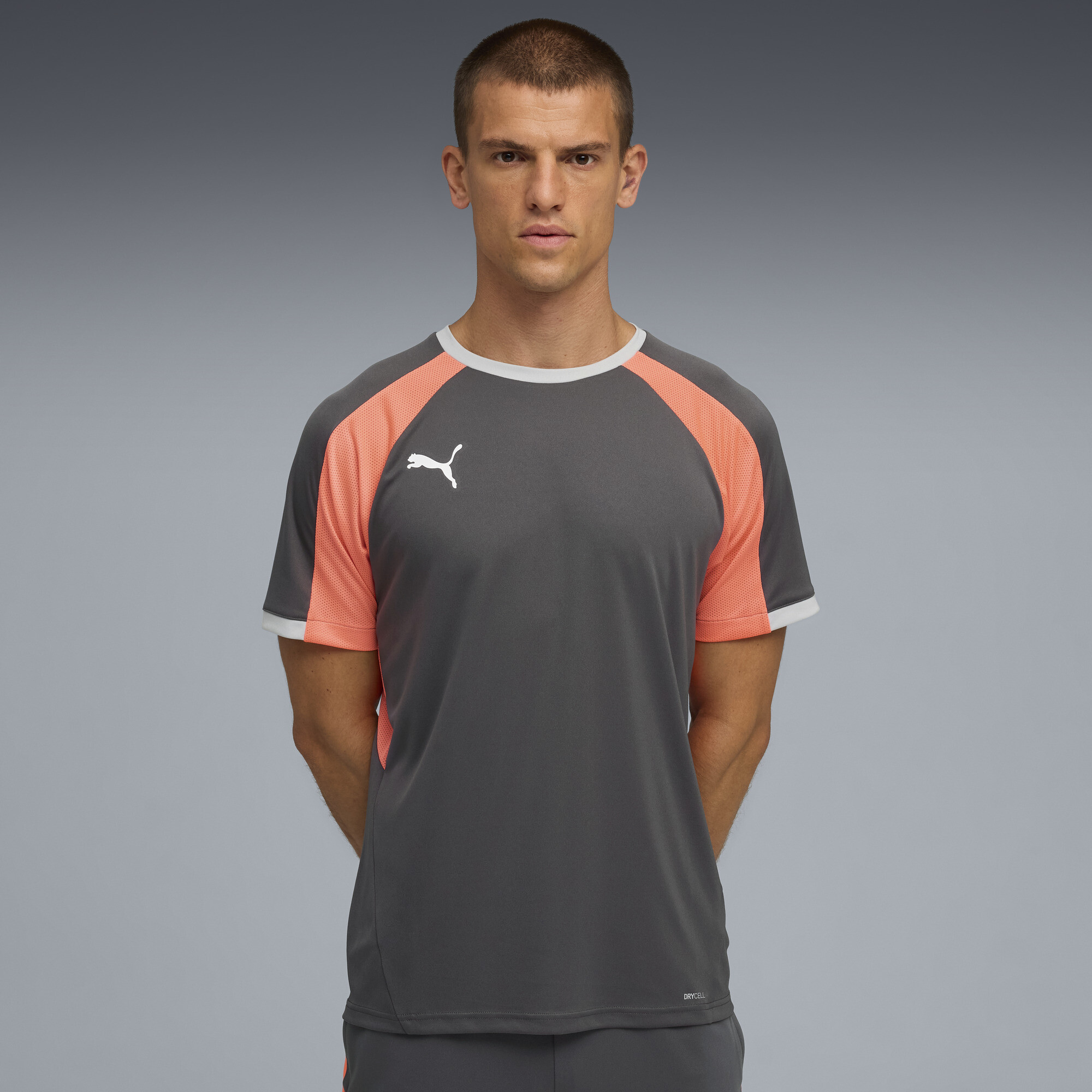 PUMA individualLIGA jersey voor Heren, Grijs/Rood/Wit, Maat XL thumbnail 6