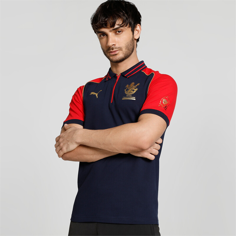 

Men's PUMA X Royal Challengers Bangalore Travel Polo, Black/red/blue