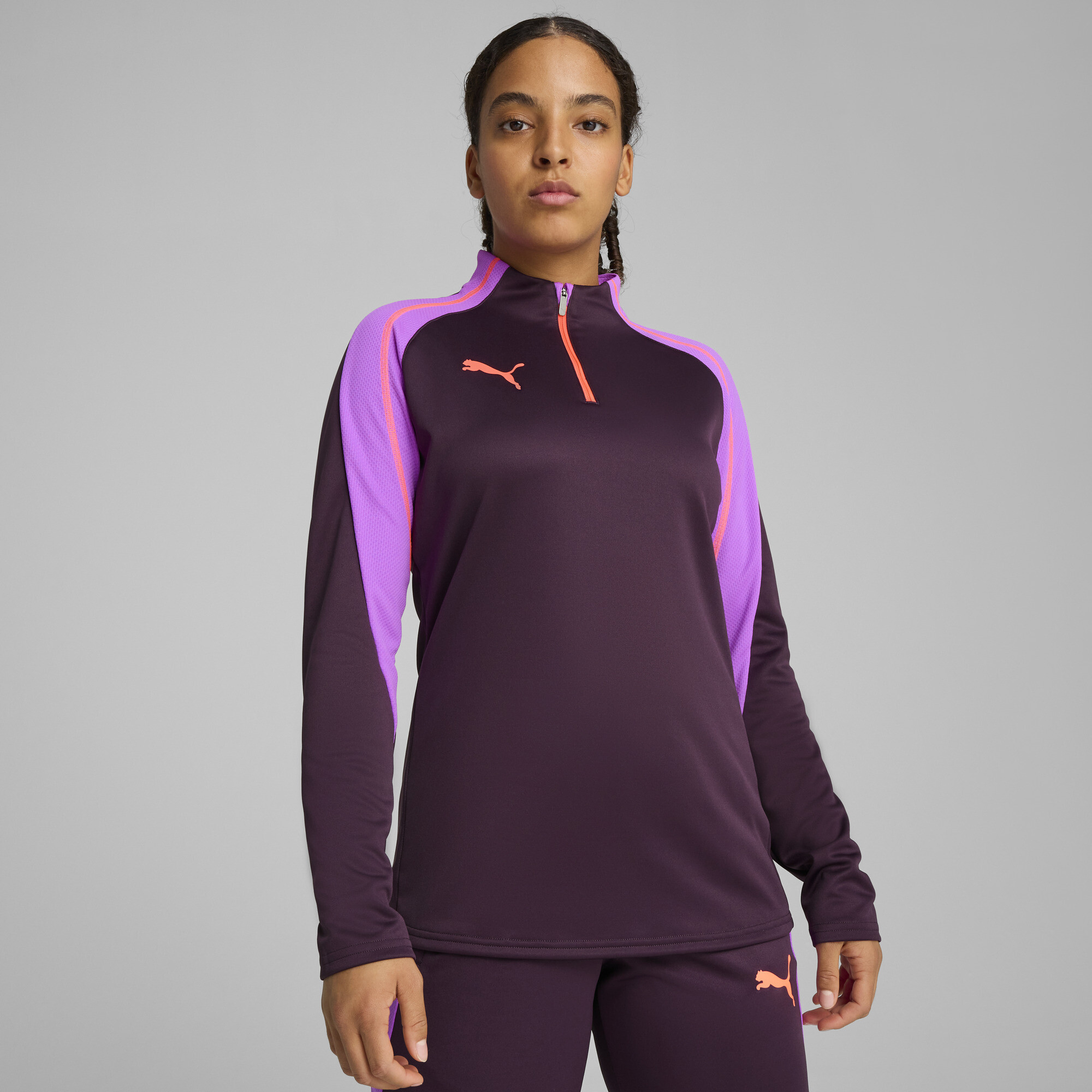 Puma IndividualBLAZE Fußballtop mit viertellangem Reißverschluss Damen | Mit Plain | Midnight Plum | Größe: S