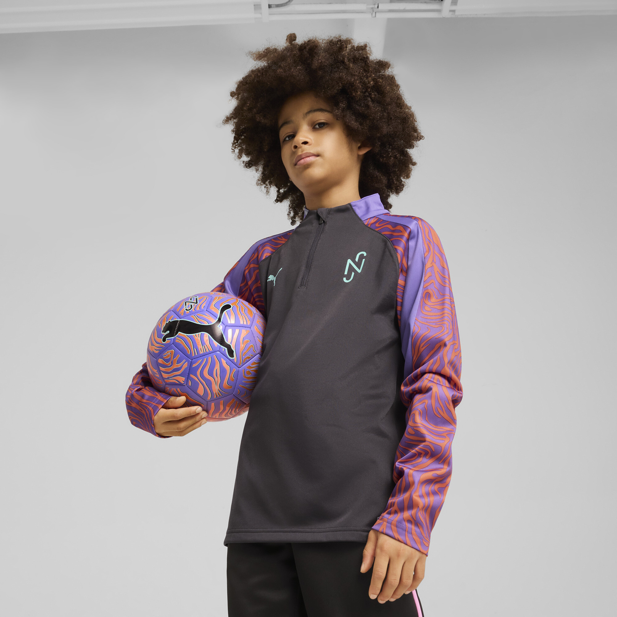 Puma Neymar Jr Creativity Fußballtop mit viertellangem Reißverschluss Teenager Für Für Kinder | Mit Print | Dark Coal/So...