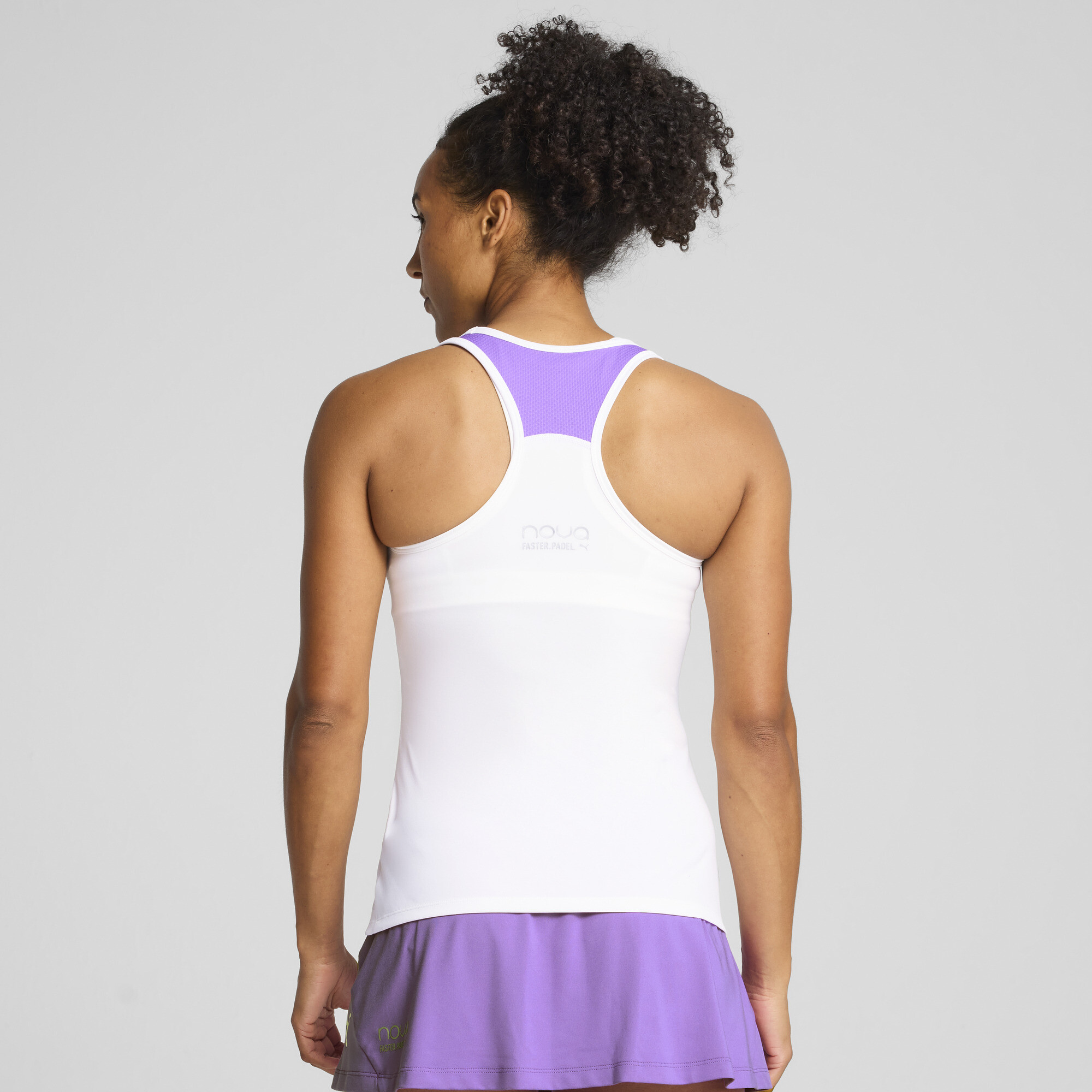 PUMA INDIVIDUAL padeltanktop voor Dames, Wit/Paars, Maat S thumbnail 5