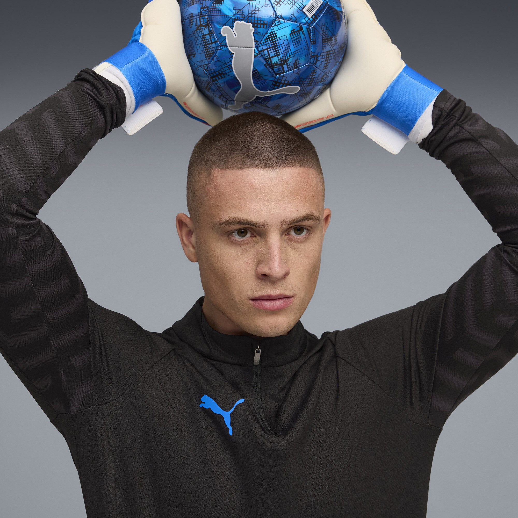 PUMA individualCUP voetbaltop met kwartrits voor Heren, Blauw/Zwart/Wit, Maat 3XL thumbnail 7