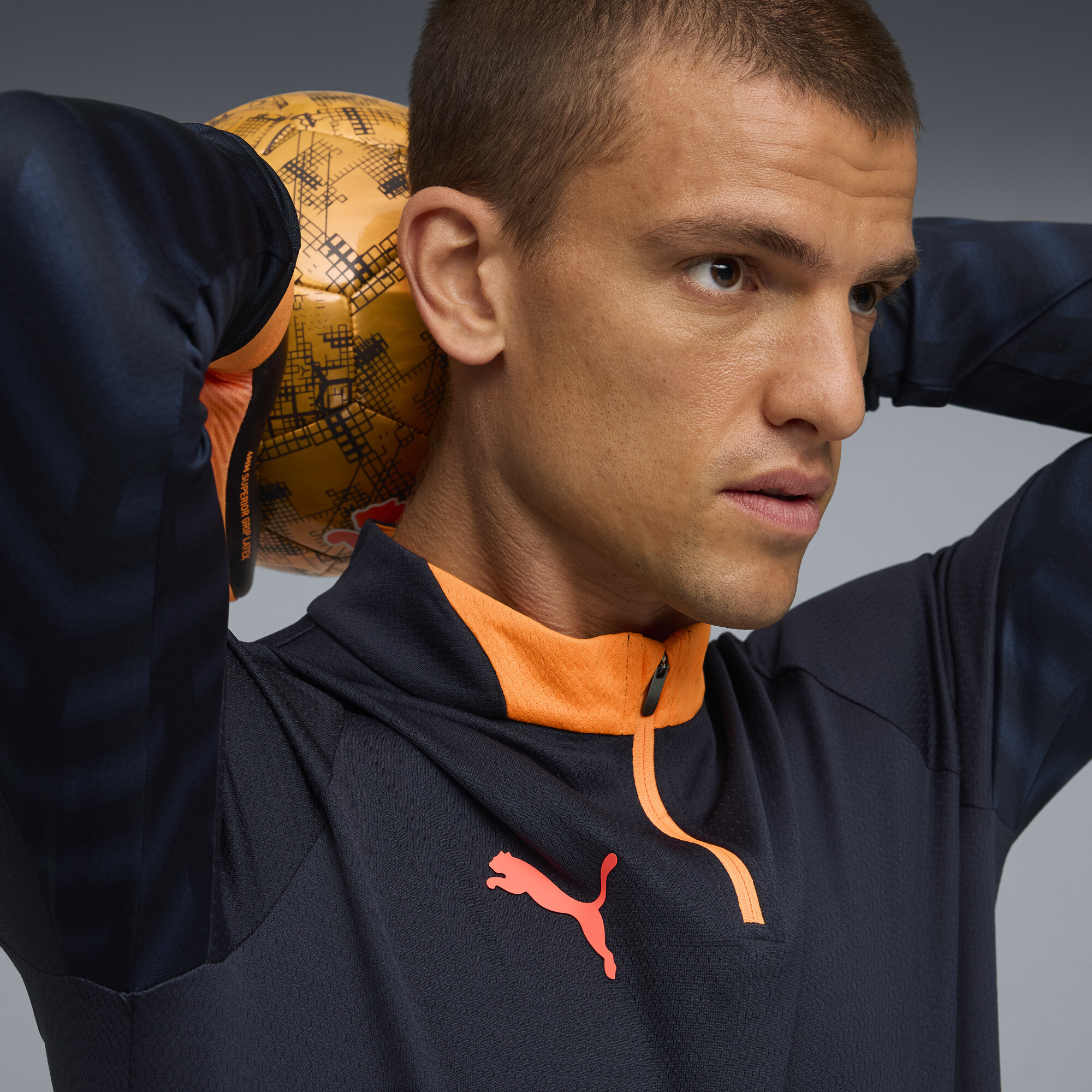 PUMA individualCUP voetbaltop met kwartrits voor Heren, Blauw/Rood, Maat XL thumbnail 7