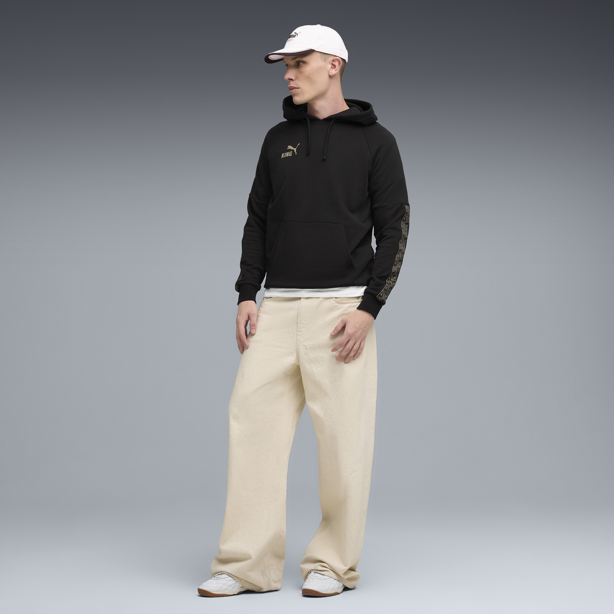 PUMA KING Football hoodie voor Heren, Zwart/Goud, Maat XL thumbnail 4